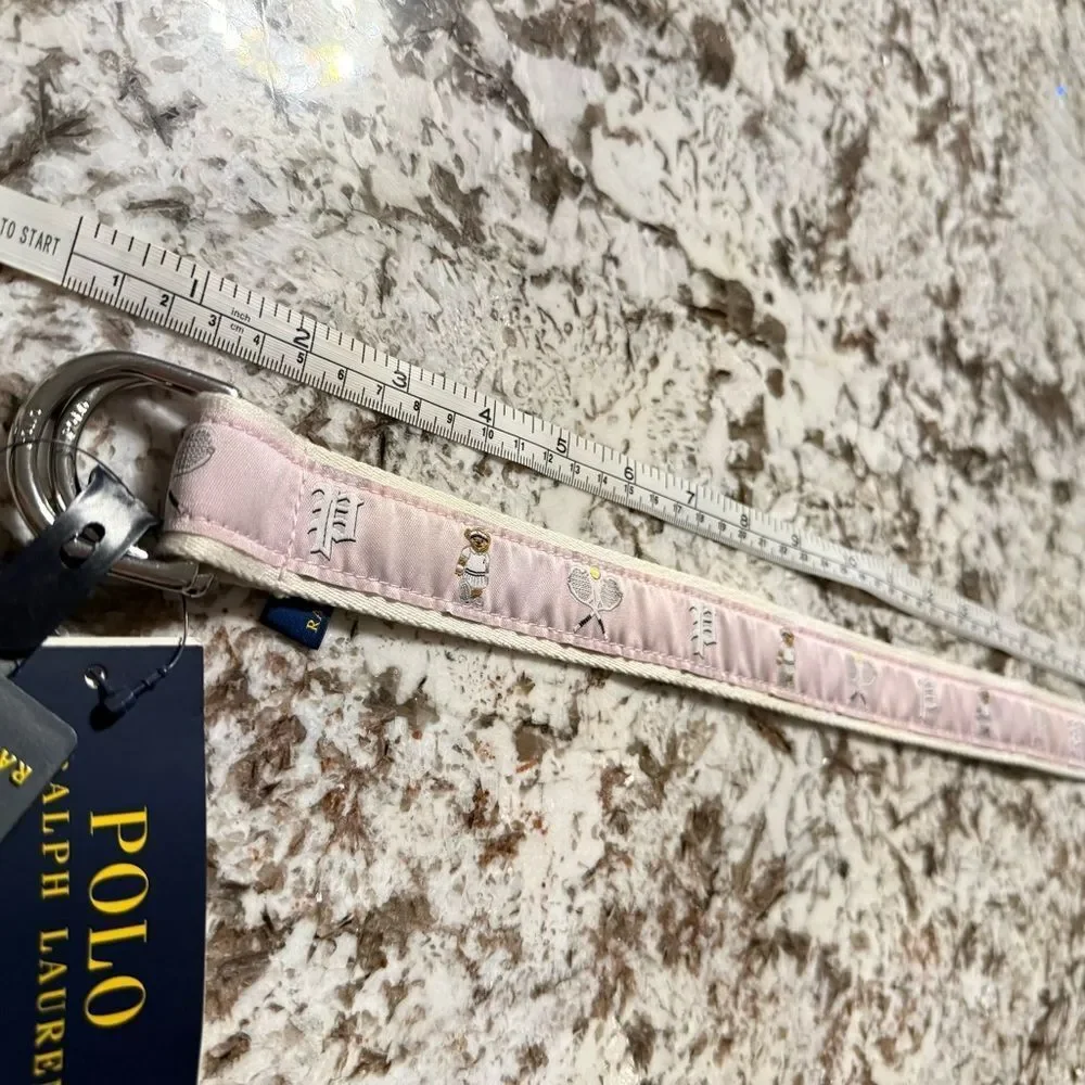Polo Ralph Lauren Pink Tennis Bear Canvas Belt – Kids XS / Extra Small – NWT